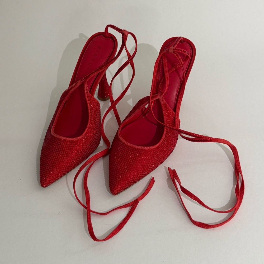 Gianni Bini Sparkly Strapy Red Heels